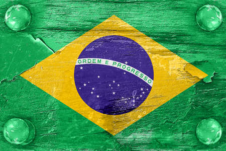 Brasil flag with some soft highlights and foldsの写真素材