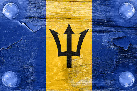 Barbados flag with some soft highlights and foldsの写真素材