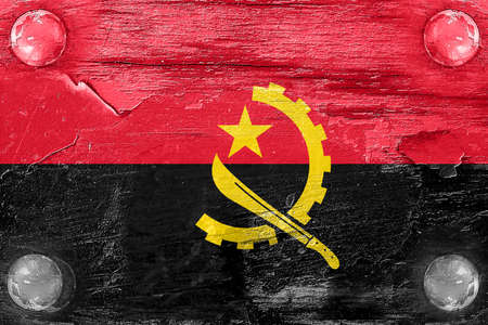Angola flag with some soft highlights and foldsの写真素材