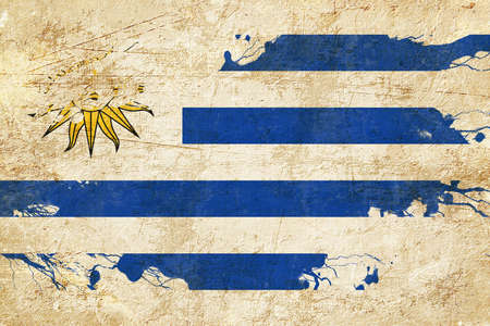 Uruguay flag with some soft highlights and foldsの写真素材