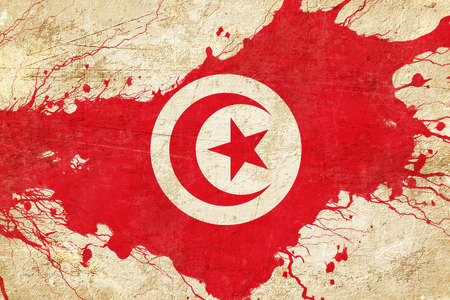 Tunesia flag with some soft highlights and foldsの写真素材