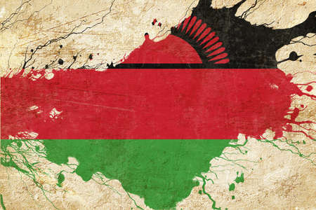 Malawi flag with some soft highlights and foldsの写真素材