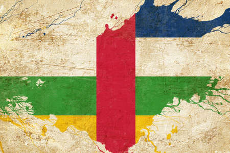 Central african republic flag with some soft highlights and foldsの写真素材