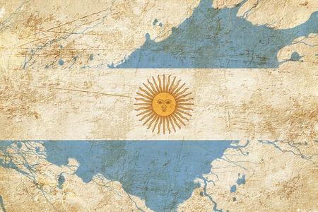 Argentina flag with some soft highlights and foldsの写真素材