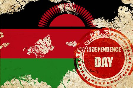 Malawi flag with some soft highlights and foldsの写真素材