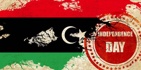 Libya flag with some soft highlights and foldsの写真素材