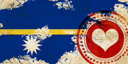 Nauru flag with some soft highlights and foldsの写真素材