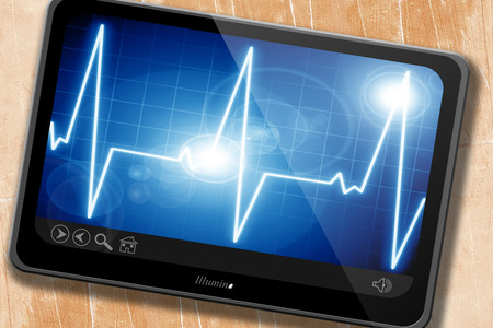 Heart monitor on a dark blue background