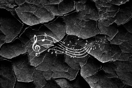 Grunge cracked Music note background with some soft smooth lines