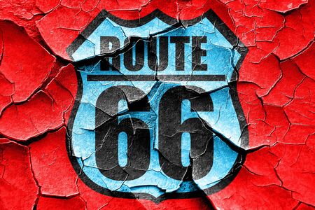 Grunge cracked Route 66 sign with some soft spots and highlights
