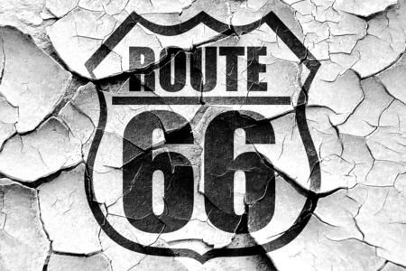 Grunge cracked Route 66 sign with some soft spots and highlights