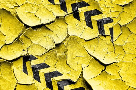 Grunge cracked Black and yellow hazard stripes with some soft highlightsの写真素材