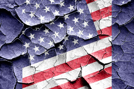 Grunge cracked America flag with some soft highlights and folds