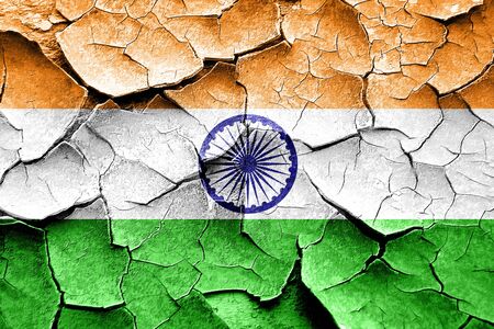 Grunge India flag with some cracks and vintage lookの写真素材