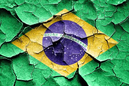 Grunge Brasil flag with some cracks and vintage lookの写真素材