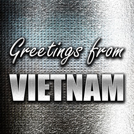 Grunge metal Greetings from vietnam card with some soft highlightsの写真素材