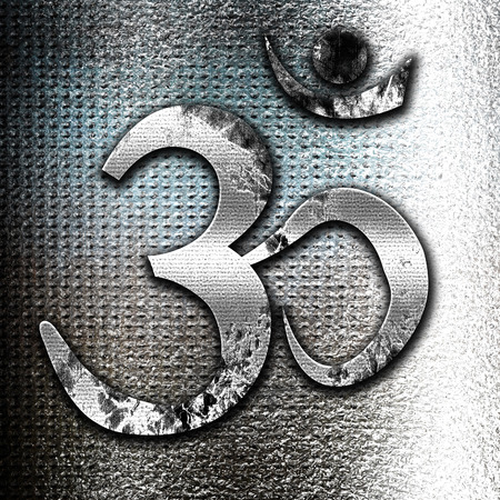 Grunge metal Om sign icon with some soft flowing smooth linesの写真素材