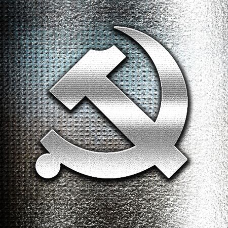 Grunge metal Communist sign with red and yellow vivid colors