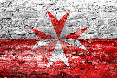 Malta knights flag with some soft highlights and foldsの写真素材