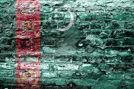 Turkmenistan flag with some soft highlights and foldsの写真素材