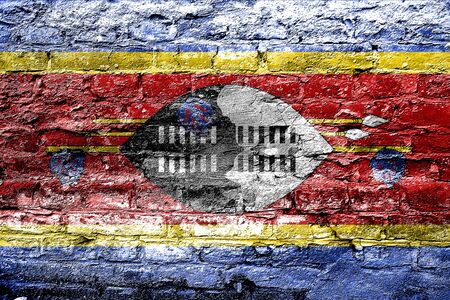 Swaziland flag with some soft highlights and foldsの写真素材