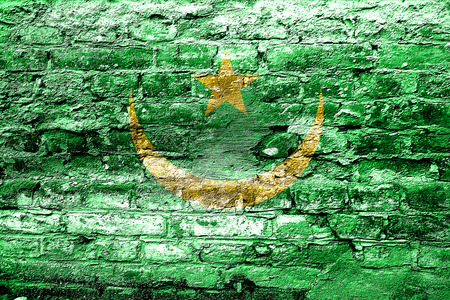 Mauritania flag with some soft highlights and foldsの写真素材