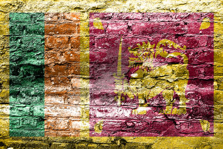 Sri Lanka flag with some soft highlights and foldsの写真素材