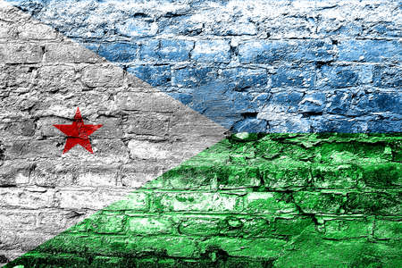 Djibouti flag with some soft highlights and foldsの写真素材