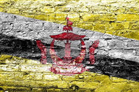Brunei flag with some soft highlights and foldsの写真素材