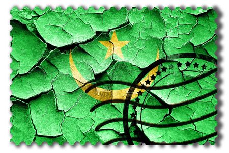 Postal stamp: Grunge Mauritania flag with some cracks and vintage lookの写真素材