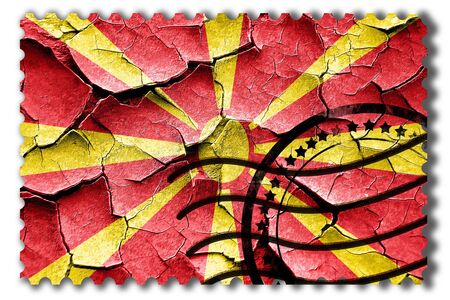 Postal stamp: Grunge Macedonia flag with some cracks and vintage lookの写真素材