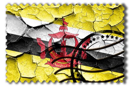 Postal stamp: Grunge Brunei flag with some cracks and vintage lookの写真素材