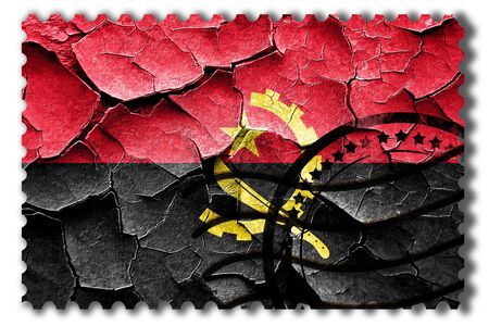 Postal stamp: Grunge Angola flag with some cracks and vintage lookの写真素材