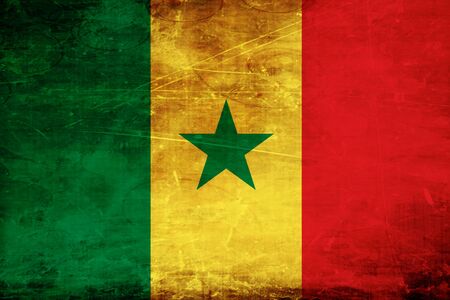 Senegal flag with some soft highlights and foldsの写真素材