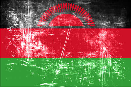 Malawi flag with some soft highlights and foldsの写真素材