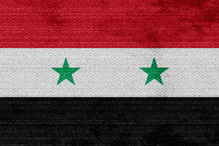 Syria flag with some soft highlights and foldsの写真素材