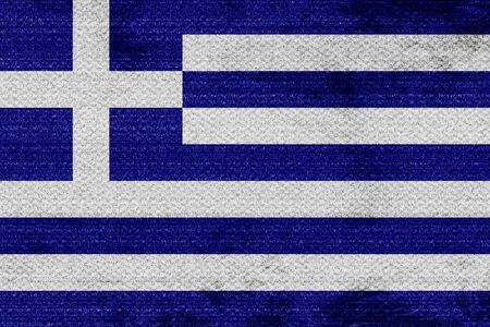 Greece flag with some soft highlights and foldsの写真素材
