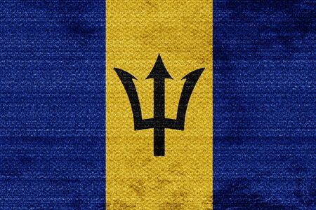 Barbados flag with some soft highlights and foldsの写真素材
