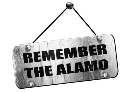 remember the alamo, 3D rendering, old vintage hanging signの写真素材