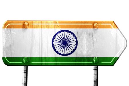 India flag, 3D rendering, vintage road sign isolationの写真素材
