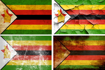 Zimbabwe flag collection on a solid white backgroundの写真素材