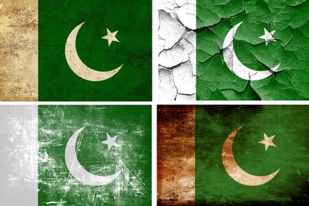 Pakistan flag collection on a solid white backgroundの写真素材