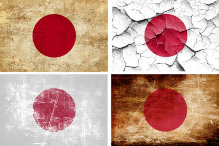 Japan flag collection on a solid white backgroundの写真素材