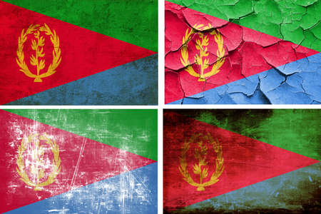 Eritrea flag collection on a solid white backgroundの写真素材
