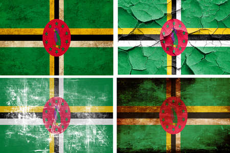 Dominica flag collection on a solid white backgroundの写真素材