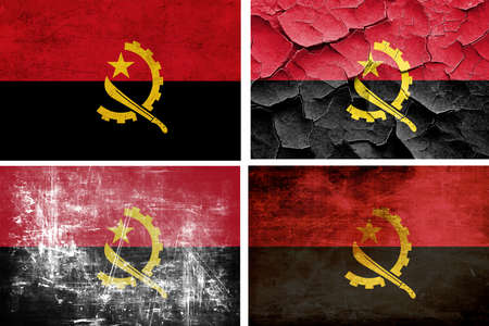 Angola flag collection on a solid white backgroundの写真素材