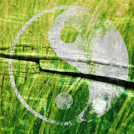 The yin and yang grass sign with some soft spots and highlightsの写真素材