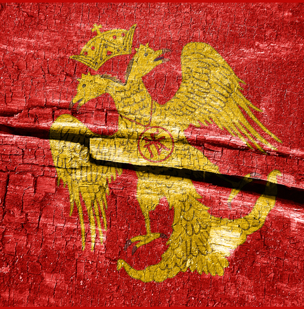 Byzatine eagle flag with some soft highlights and foldsの写真素材