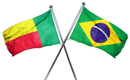 Benin flag combined with brazil flagの写真素材