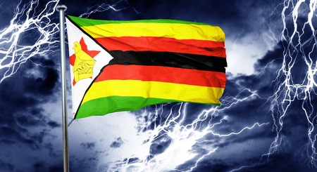 Zimbabwe flag, 3D rendering, crisis concept storm cloudの写真素材